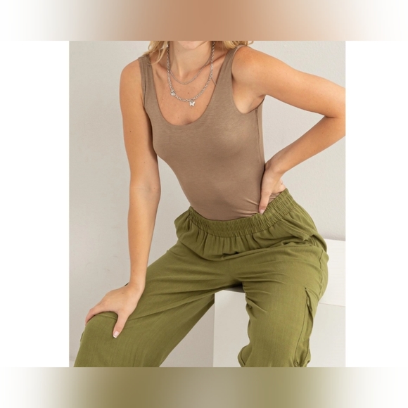 #47 🛑S,L BOHO TRENDY Wide Leg Linen Cargo Pants - Picture 2 of 16